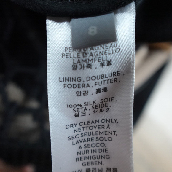 REED KRAKOFF Women 8 Dress Sheath Lamb Leather Silk Mesh Top Sleeveless Blacke - Picture 6 of 11